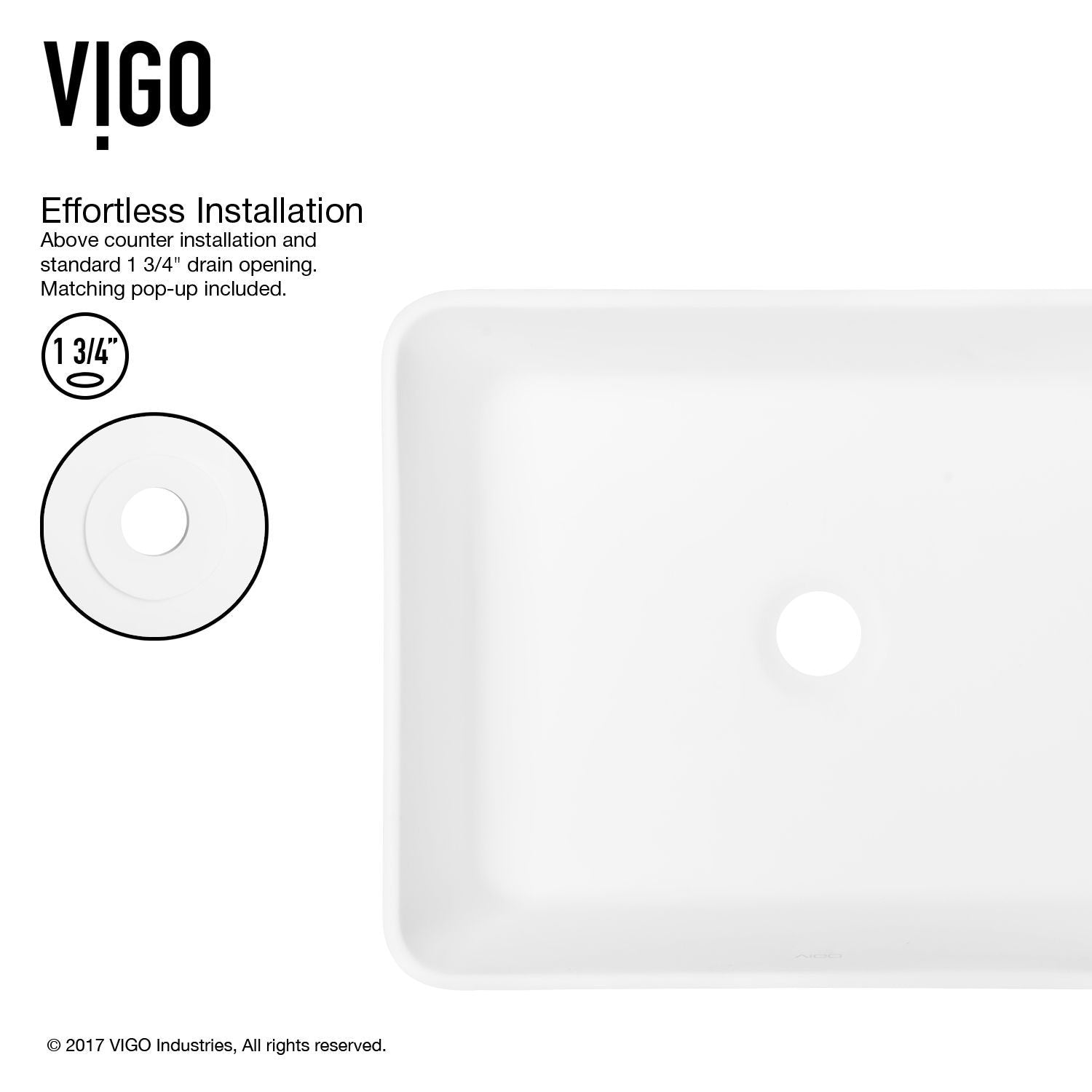 Marigold MatteStone White Bathroom Sink/Basin Set with Linus Faucet and Rectangular Composite Vessel U2P4 - product image 5