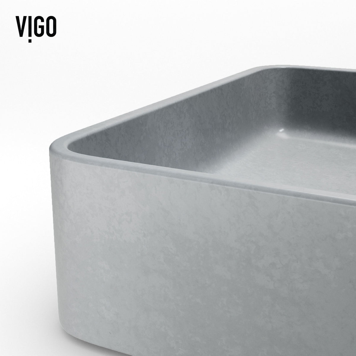 Tarragona Gothic ConcretoStone 19x14-in Deep Grey Bathroom Sink/Basin with Rectangular Vessel M8K2 - product image 7