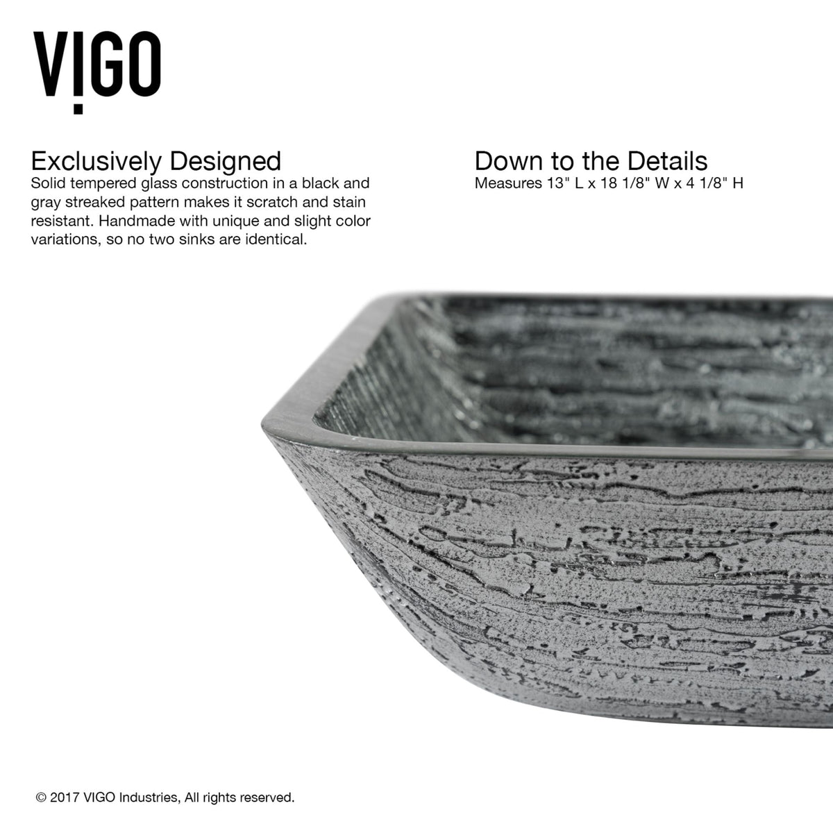 Titanium Glass Slate Grey Bathroom Sink/Basin Set with Niko Faucet and Rectangular Vessel N9D1 - product image 4