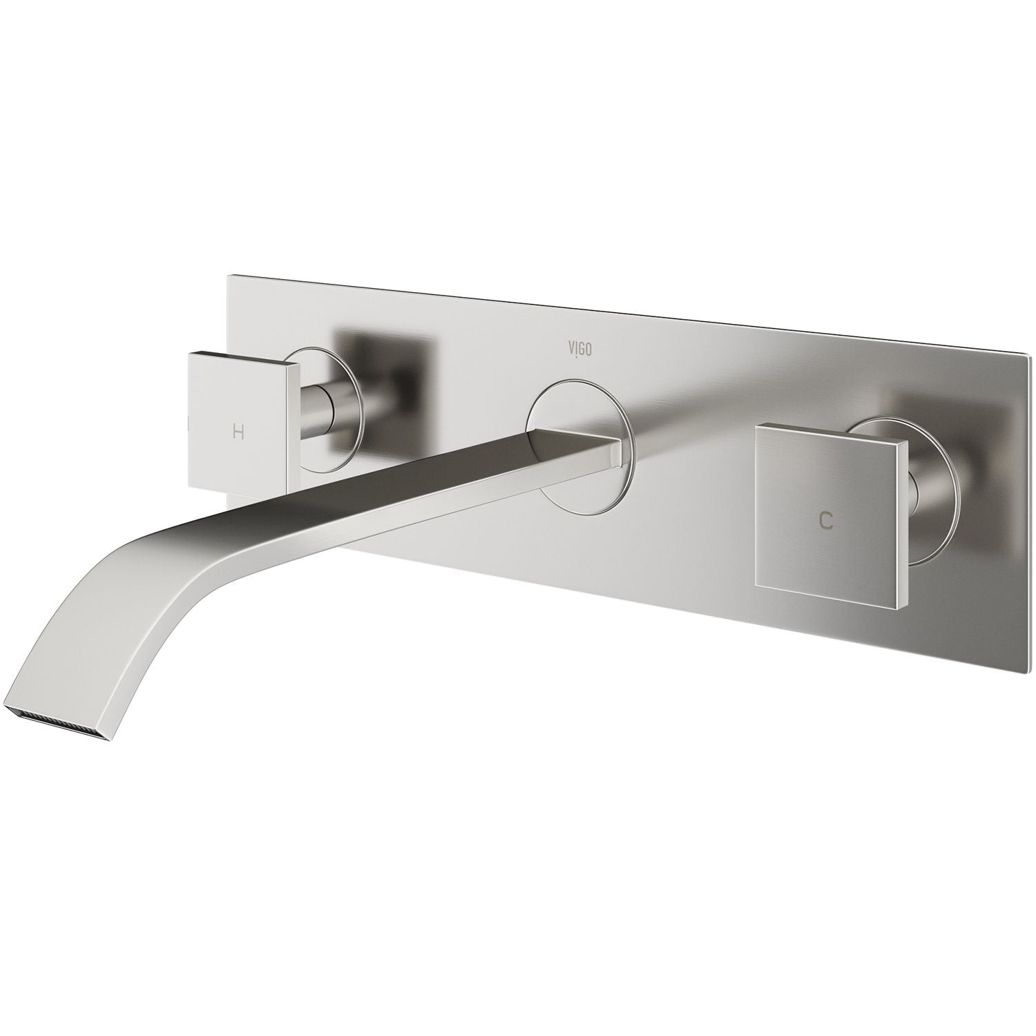 Titus Wall Mount Dual Handle Bathroom Sink Faucet, Eco-Friendly 1.2 GPM Flow Rate, Brushed Nickel H1E6 - product image 1