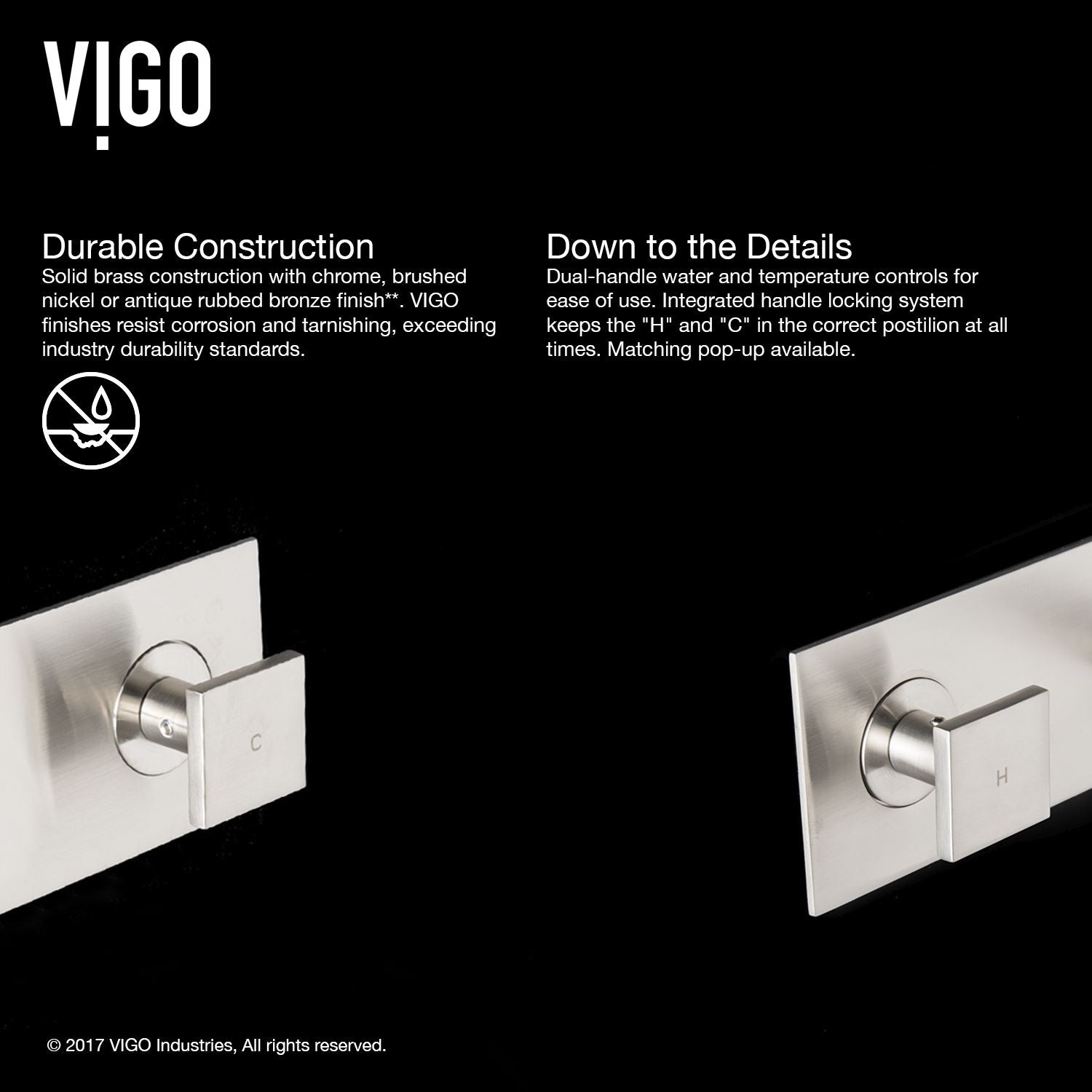 Titus Wall Mount Dual Handle Bathroom Sink Faucet, Eco-Friendly 1.2 GPM Flow Rate, Brushed Nickel H1E6 - product image 6