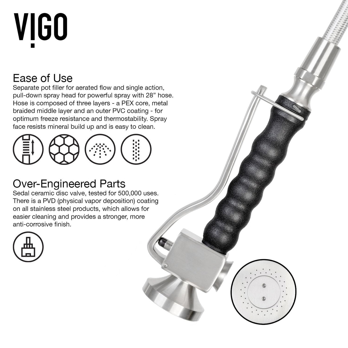 Zurich Single Handle Pull Down Spray Kitchen Faucet, Stainless Steel X6H6 - product image 5