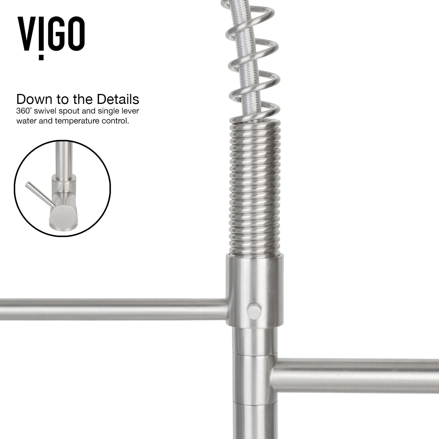 Zurich Single Handle Pull Down Spray Kitchen Faucet, Stainless Steel X6H6 - product image 7