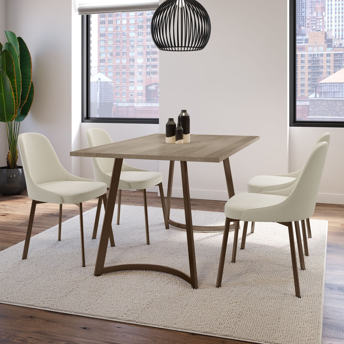 Harper Upholstered Dining Chair, Boucle Polyester Fabric & Bronze Metal Frame T2J9 - product image 6