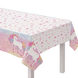 Unicorn Rectangle Plastic Reusable Table Cover, Pink/White, 54 x 96-in S4O8 - product image 1