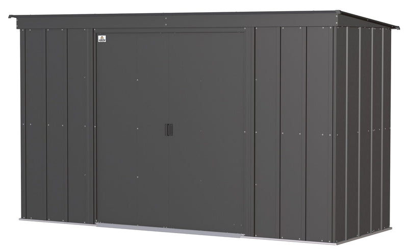 Classic Galvanized Steel Storage Shed, Charcoal, 10-ft x 4-ft S3O3