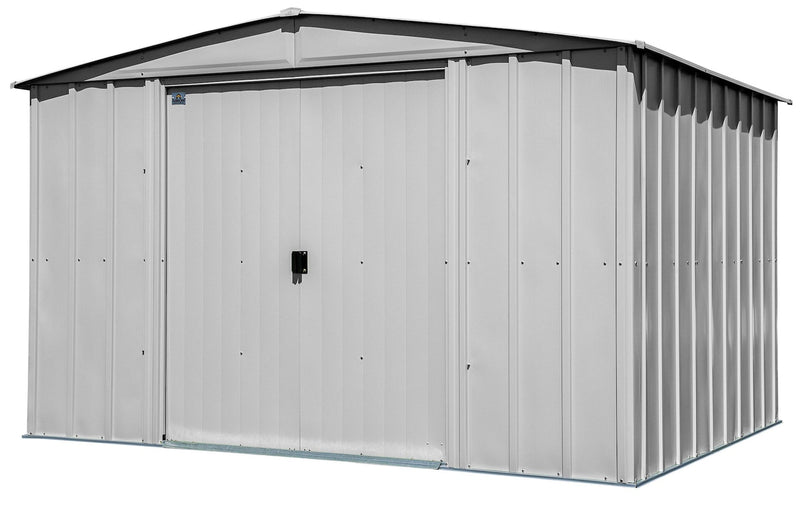 Classic Galvanized Steel Storage Shed, Flute Grey, 10-ft x 8-ft M0H3