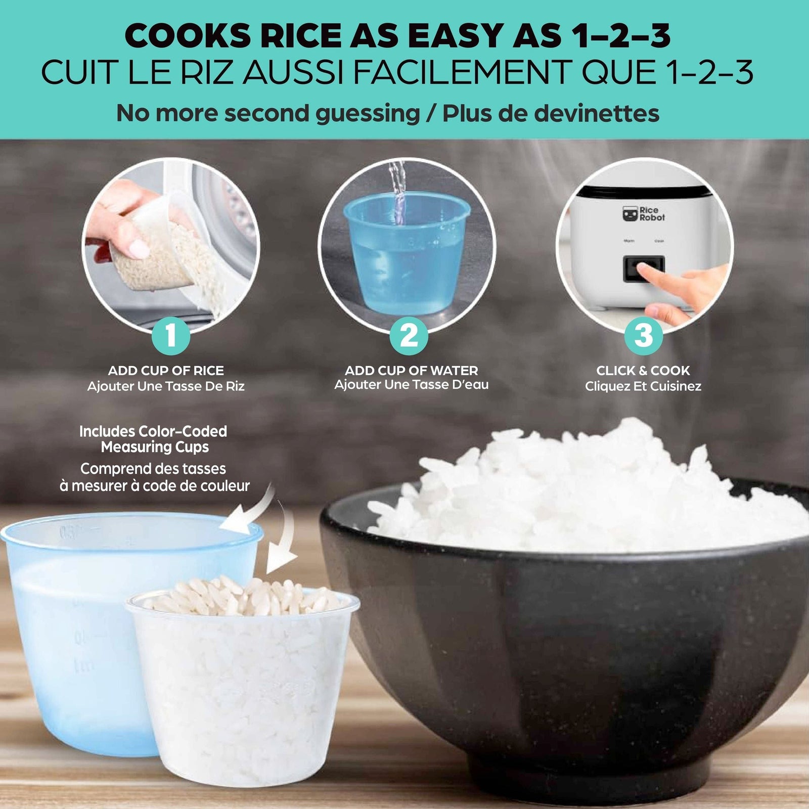 Nonstick Rice Cooker Robot, Large, 2-L Capacity I1D2 - product image 4