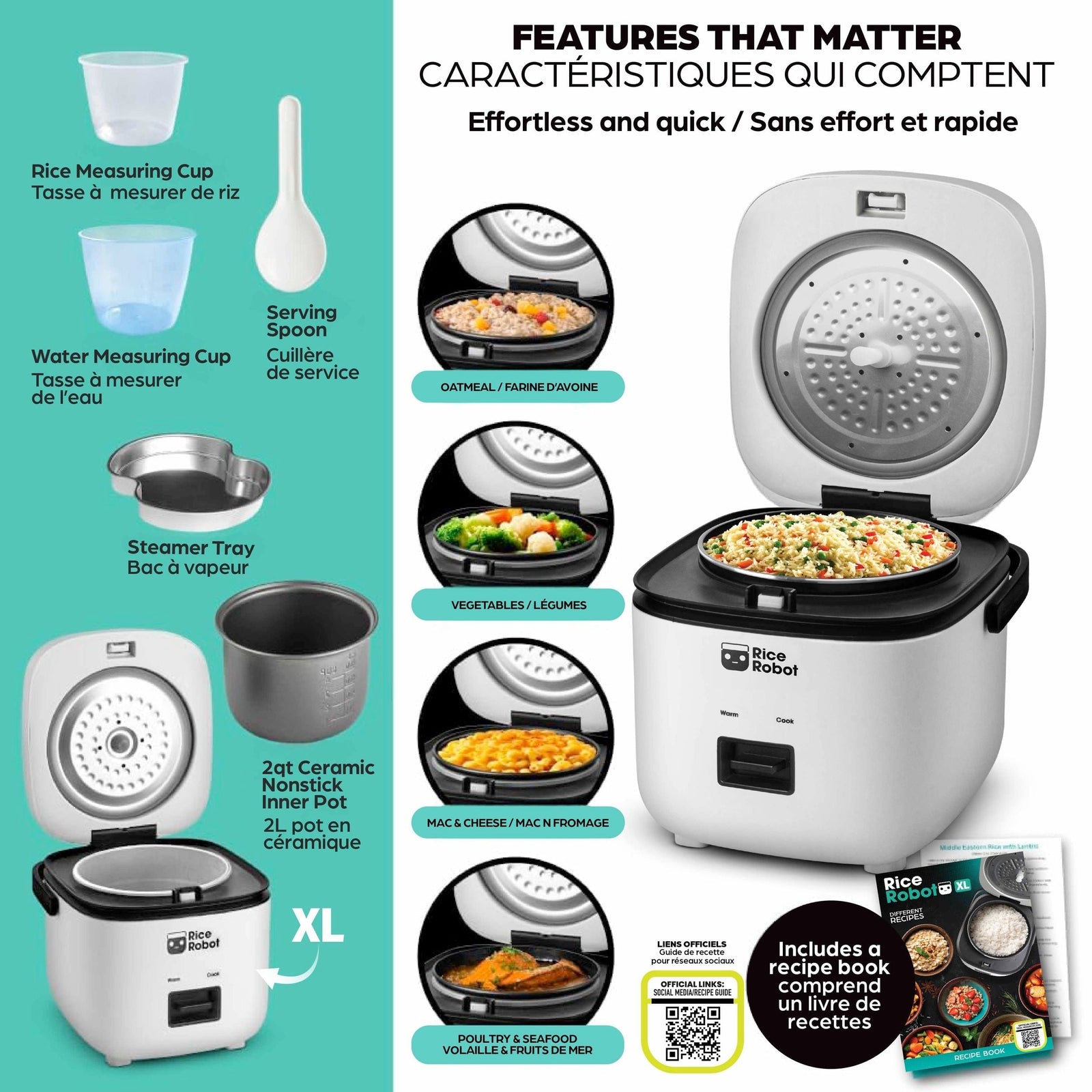 Nonstick Rice Cooker Robot, Large, 2-L Capacity I1D2 - product image 5
