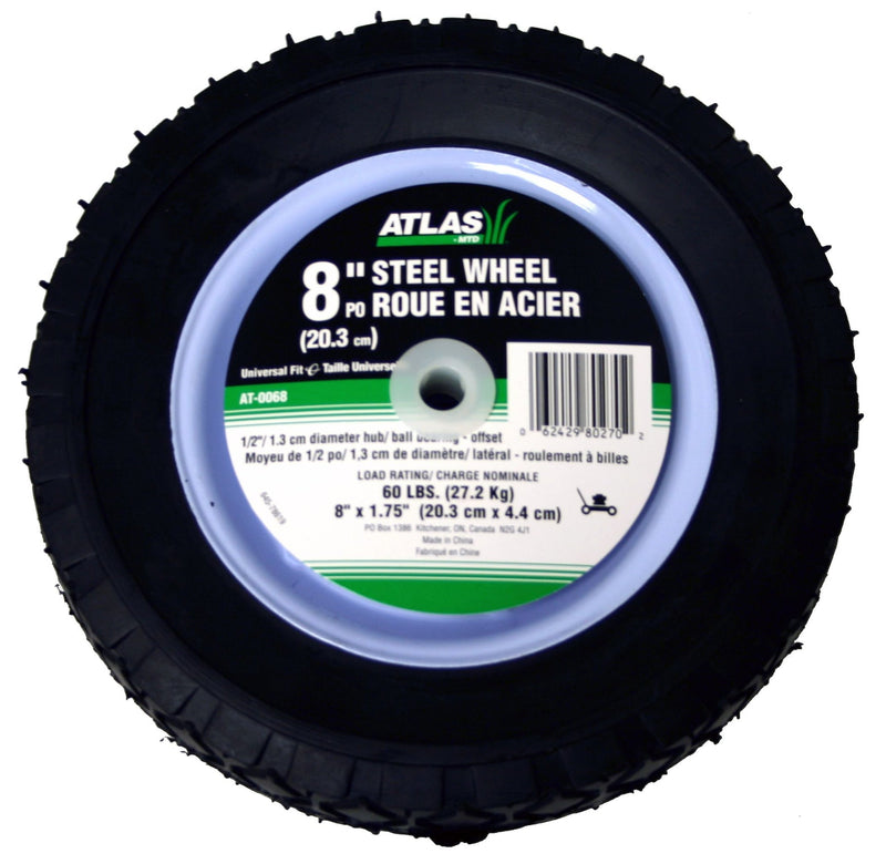 Steel Lawn Mower RePlacement Wheel with Ball Bearings, 8 in x 1.75-in G2L0