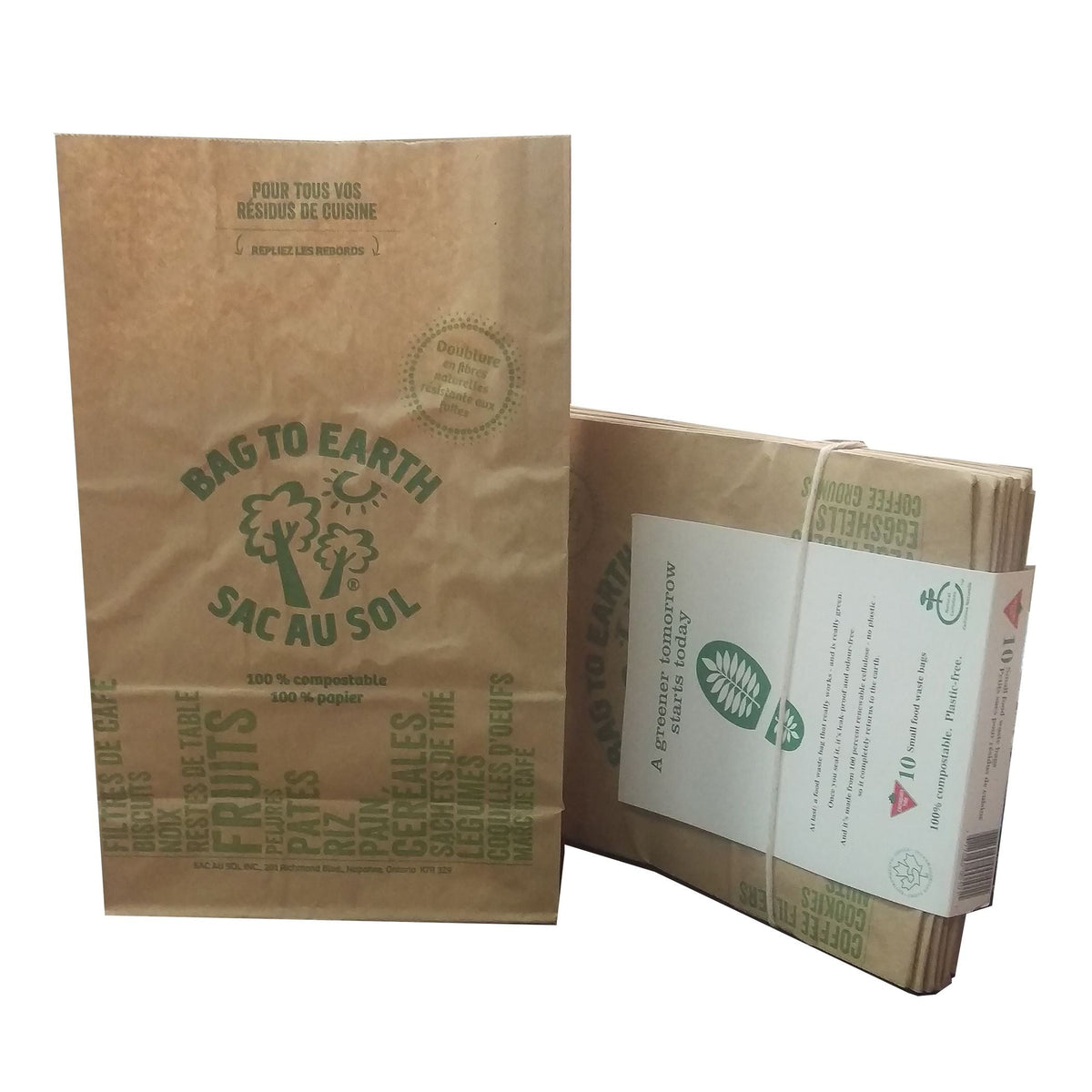 Bag to Earth Small Organic Compostable and Biodegradable Food Waste Bags, 10-pk, 5.5-L J2E5 - product image 1