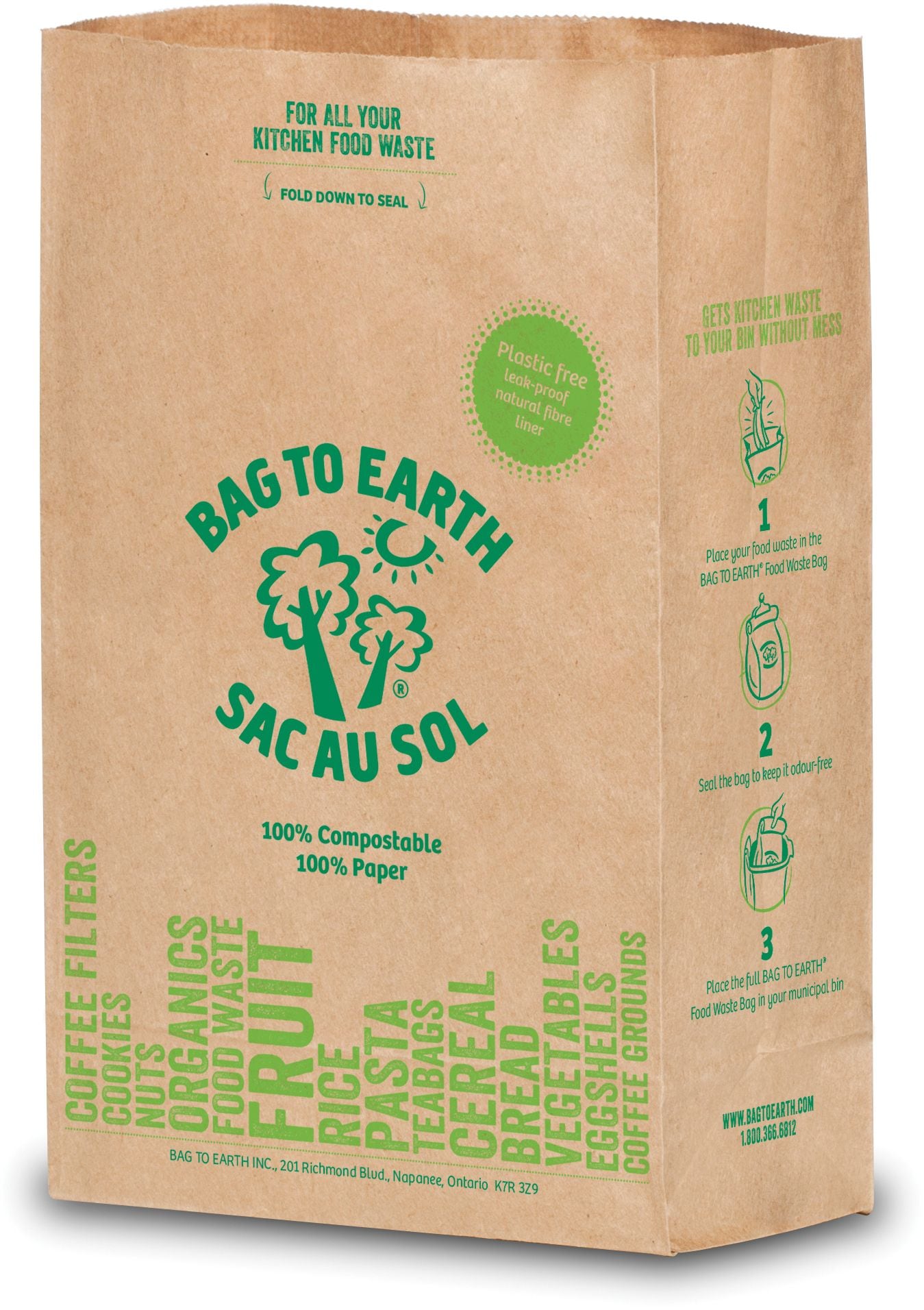 Bag to Earth Small Organic Compostable and Biodegradable Food Waste Bags, 10-pk, 5.5-L J2E5 - product image 2