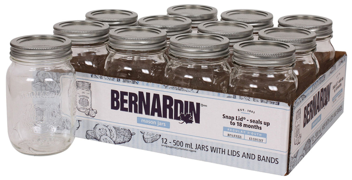 Regular Mouth Glass Mason Jars with Snap Lids, 500 mL, 12 Count W9T0 - product image 1