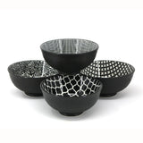 Black & White Patterned Bowls Set, 12-cm, 4-pc A5Y8 - product image 1
