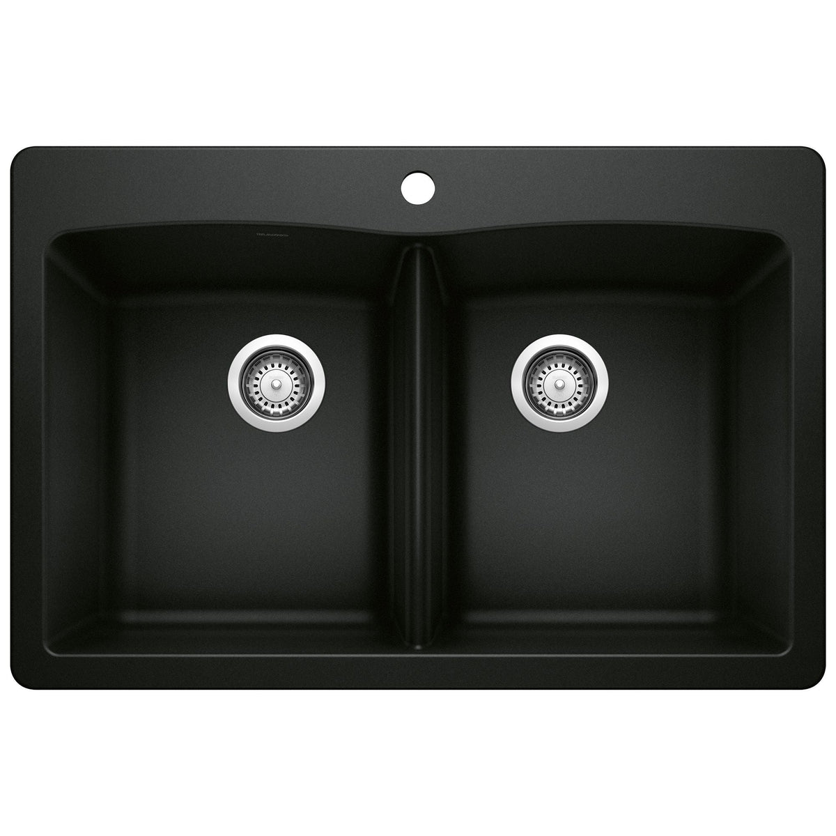 50/50 Double Bowl Dual Mount Kitchen Sink, Black, 33-in E7A5 - product image 1