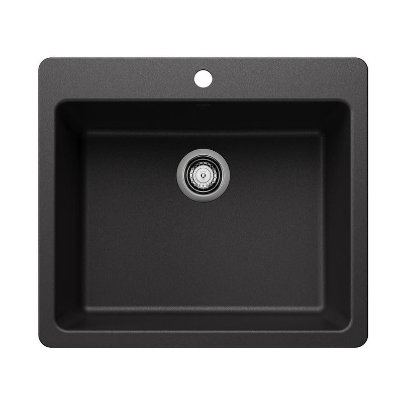 Liven SILGRANIT 25-in Single Bowl Dual Mount Kitchen Sink, Anthracite V0A5