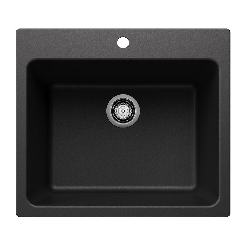Liven SILGRANIT 25-in Single Bowl Dual Mount Laundry Sink, Anthracite O7U2