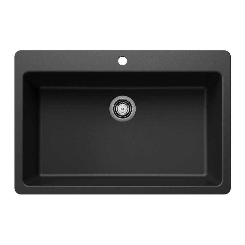 Liven SILGRANIT 33-in Super Single Dual Mount Kitchen Sink, Anthracite O8I1