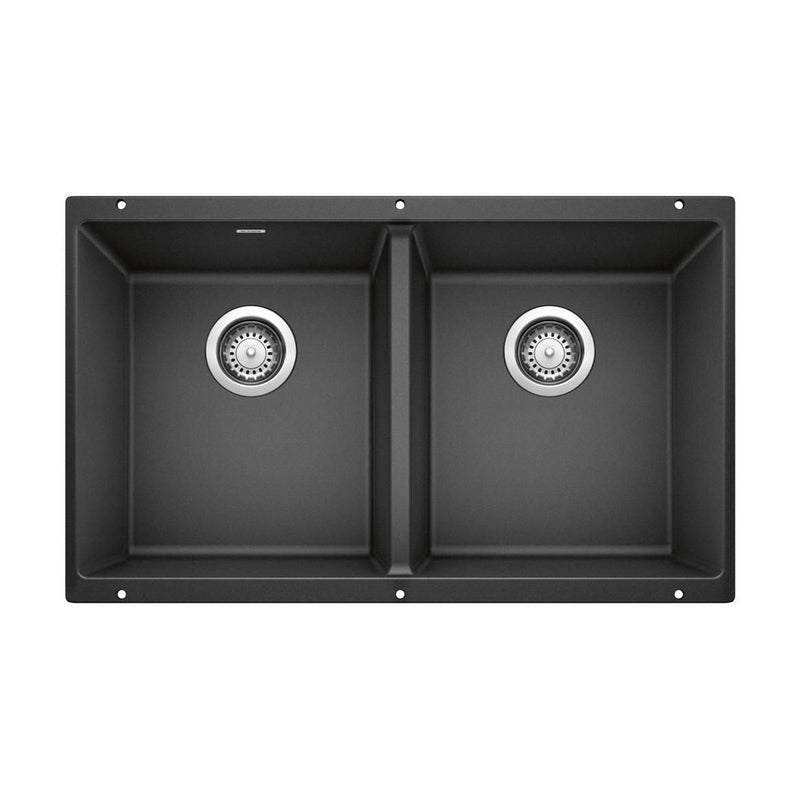 Precis SILGRANIT 29-in 50/50 Double Bowl Undermount Kitchen Sink, Anthracite O0P6