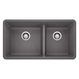 Precis SILGRANIT 33-in 60/40 Double Bowl Undermount Kitchen Sink, Cinder A9A3 - product image 1
