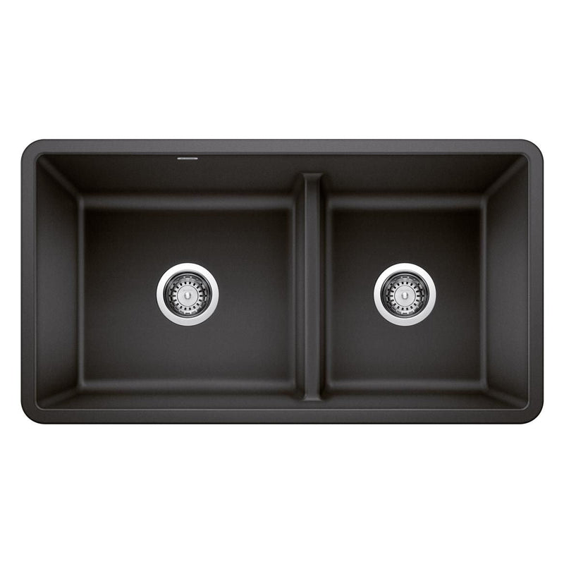 Precis SILGRANIT 33-in 60/40 Reversible Double Bowl Undermount Kitchen Sink with Low Divide, Anthracite A6M3