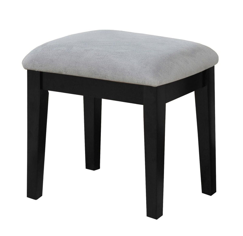 Lynn 1-Drawer Black Dressing Table Makeup Vanity Set with Stool and Mirror H8U3