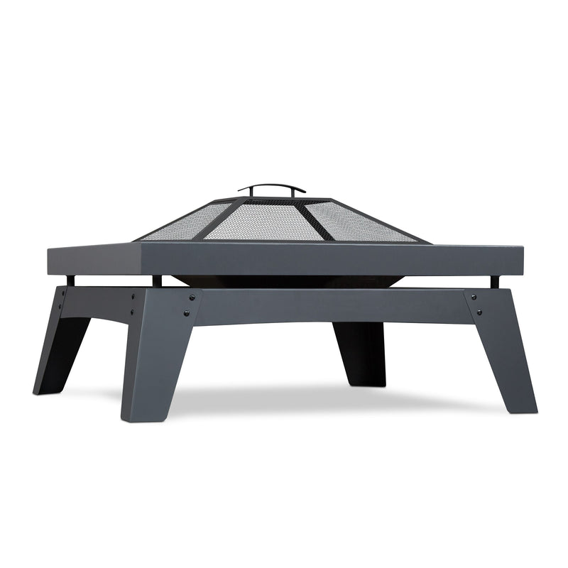 Square Steel Wood Burning Fire Pit in Gray, 37-in O3J1