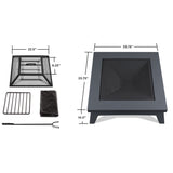 Square Steel Wood Burning Fire Pit in Gray, 37-in O3J1 - product image 5