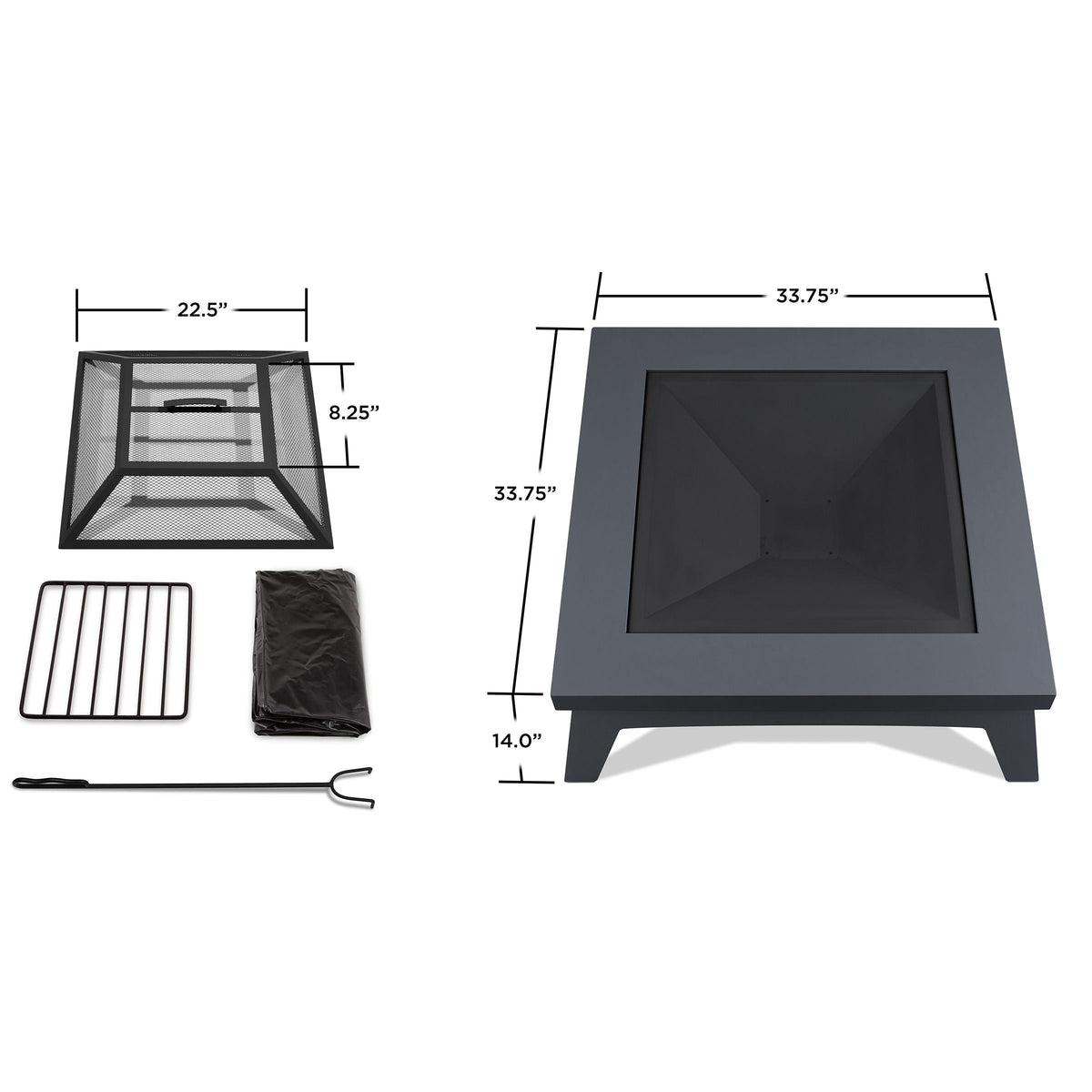 Square Steel Wood Burning Fire Pit in Gray, 37-in O3J1 - product image 5