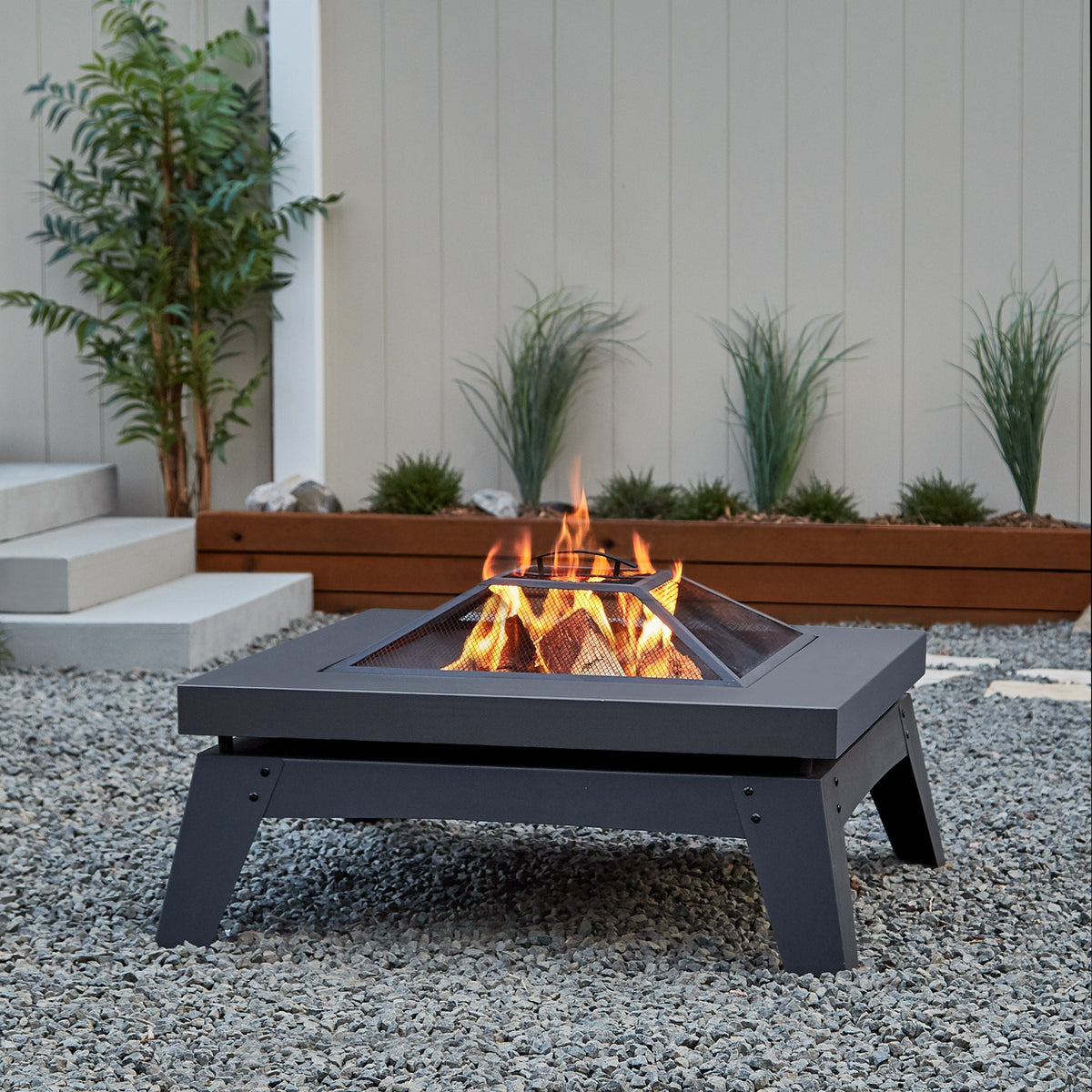 Square Steel Wood Burning Fire Pit in Gray, 37-in O3J1 - product image 6