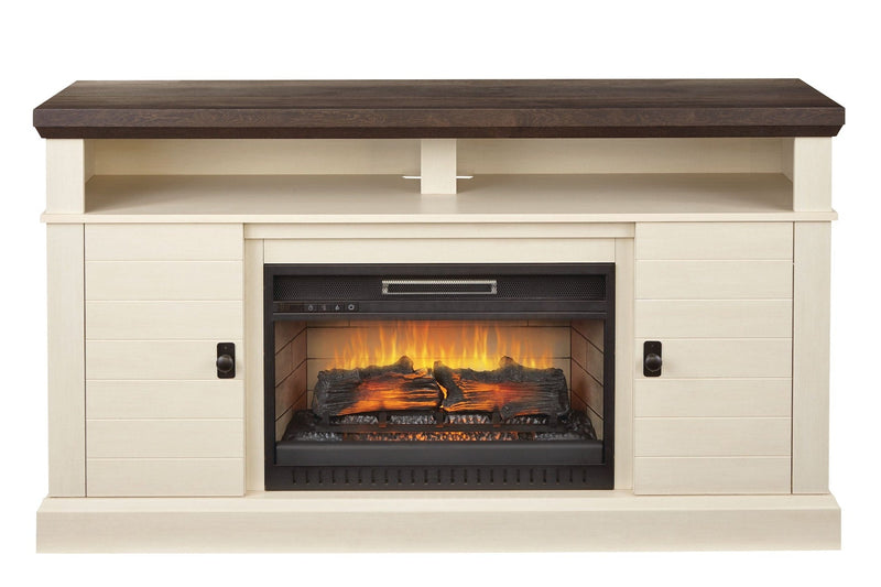 Ashcroft Media Console Electric Fireplace TV Stand, 60-in, 1400W, Includes Remote Control, White F1K6