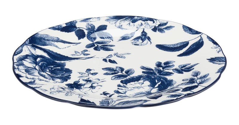 Augusta Stoneware Dinner Plate, 1-pc, White/Blue Floral K4S4