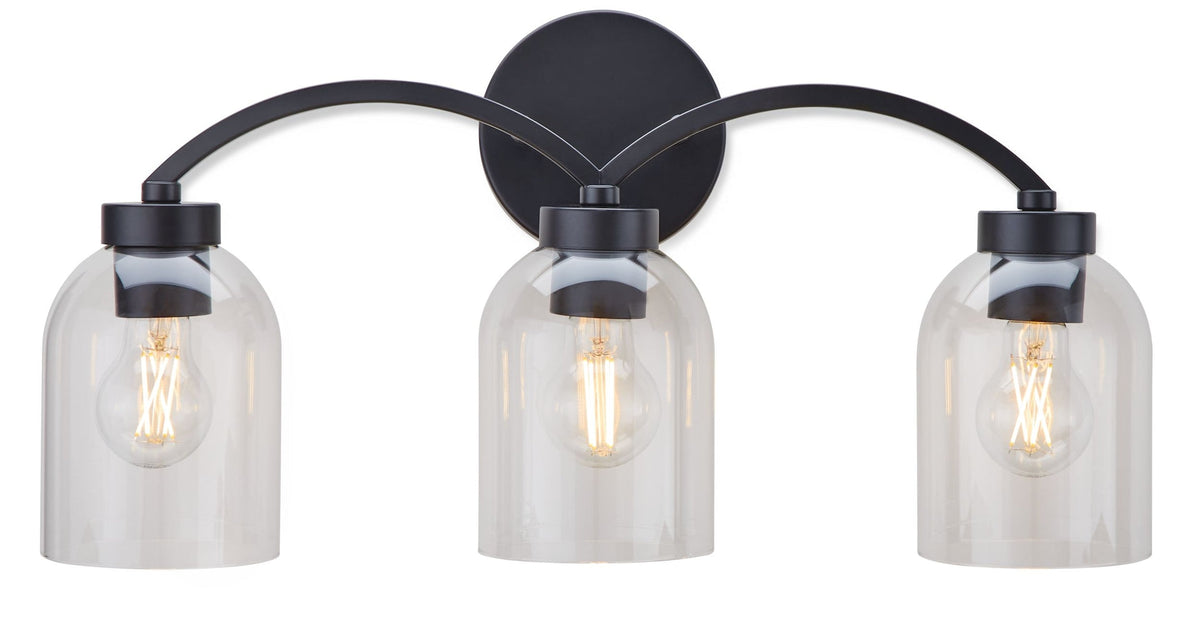 Bentbrook 3-Light Vanity with Glass Shade, Black F1Y3 - product image 1