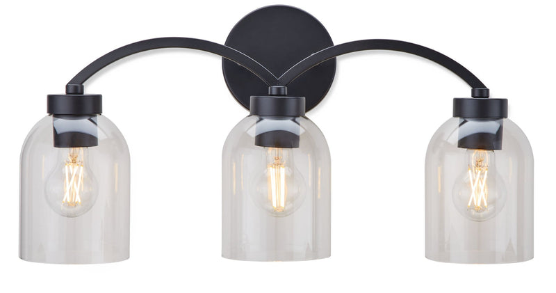 Bentbrook 3-Light Vanity with Glass Shade, Black F1Y3