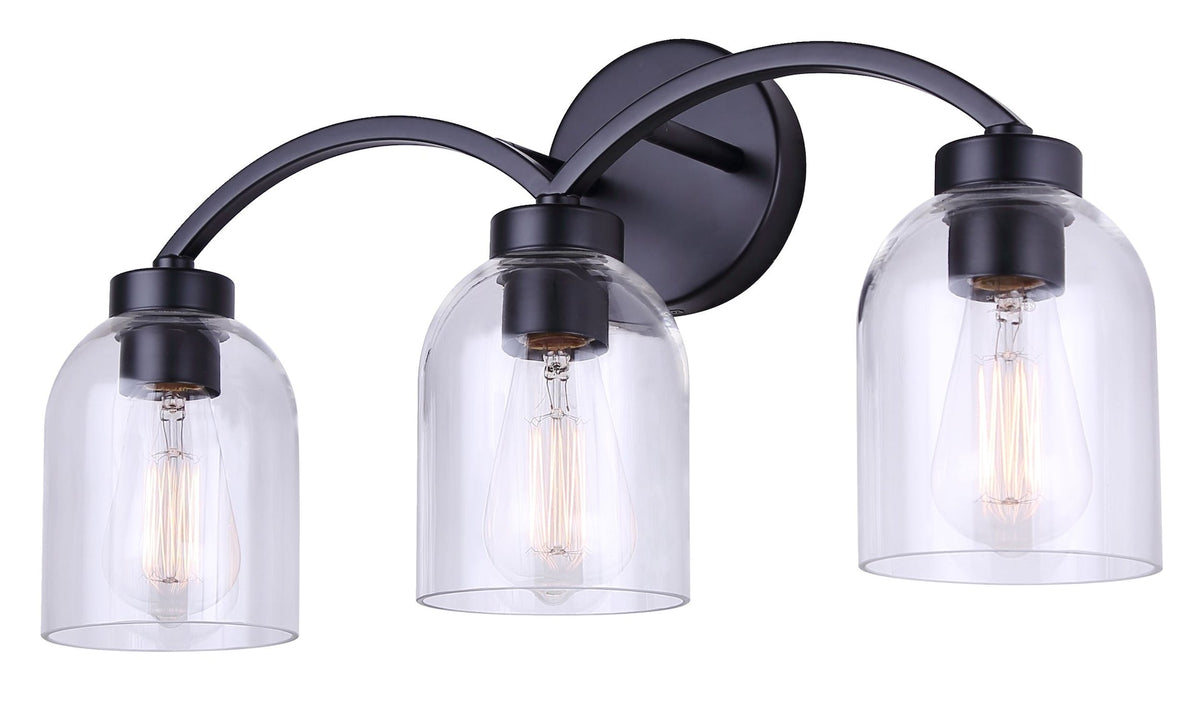 Bentbrook 3-Light Vanity with Glass Shade, Black F1Y3 - product image 2