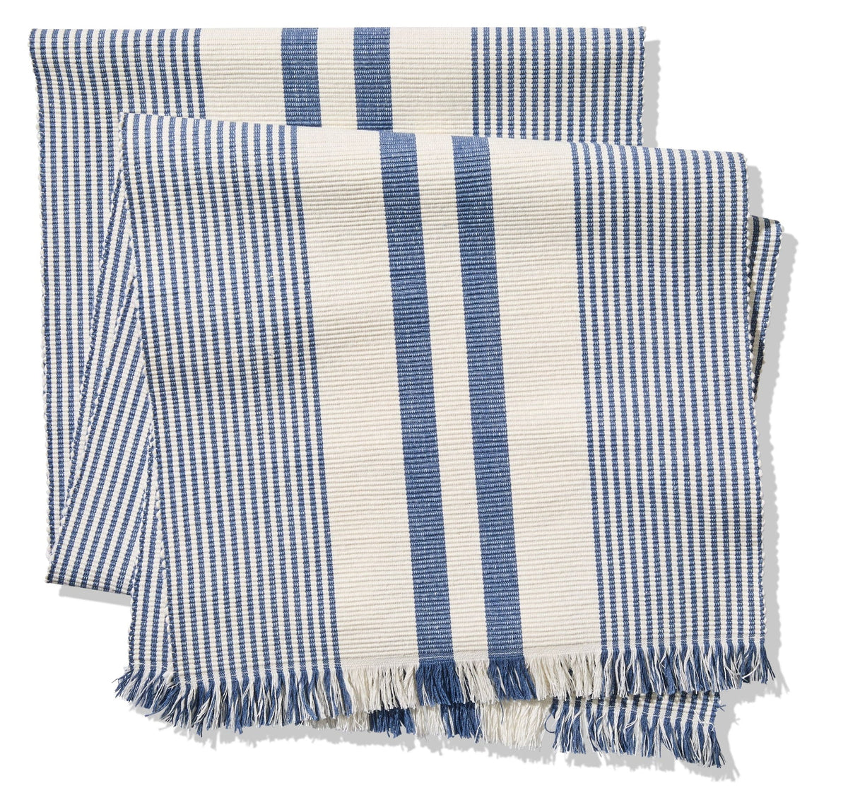 Blue Ribbed Rectangular Cotton Table Runner, 84-in x 15-in K4Z0 - product image 1