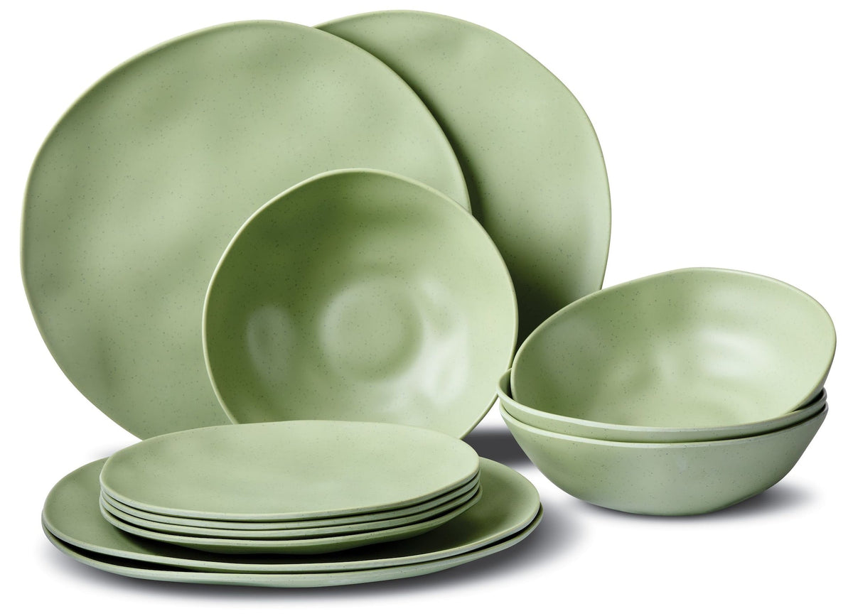 Everyday Dinnerware Set, BPA-Free, Sage Green, 12-pk Q8X9 - product image 1