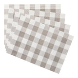 Gingham Plaid Checkered Rectangle Placemat, Silver/Ivory, 13-in x 18-in, 4-pk J3K4 - product image 1