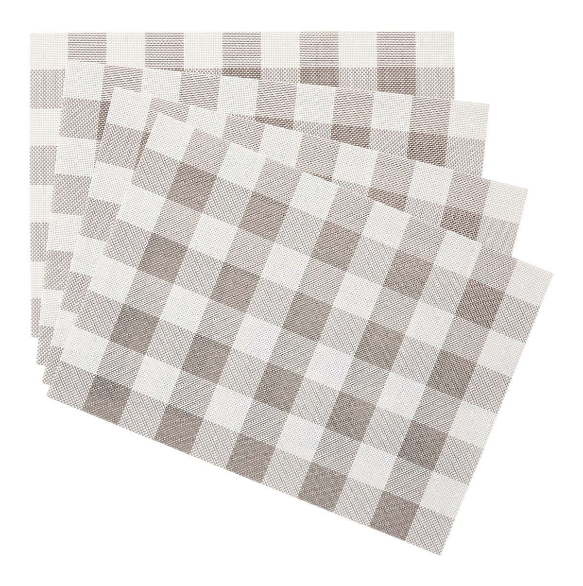 Gingham Plaid Checkered Rectangle Placemat, Silver/Ivory, 13-in x 18-in, 4-pk J3K4 - product image 1