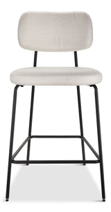 Kase Upholstered Counter Stool with Back Rest, Off-white/Light Grey W8I3 - product image 1