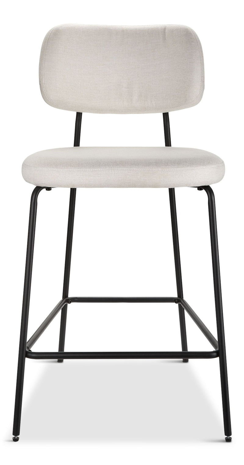 Kase Upholstered Counter Stool with Back Rest, Off-white/Light Grey W8I3