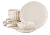 Odessa Scalloped Porcelain Dinnerware Set, 12-pc, White H0C8 - product image 1