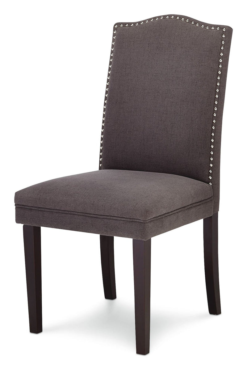 Regent Nailhead Upholstered Dining Chairs with Solid Wood Legs (2-Piece Set), Grey E6Q4
