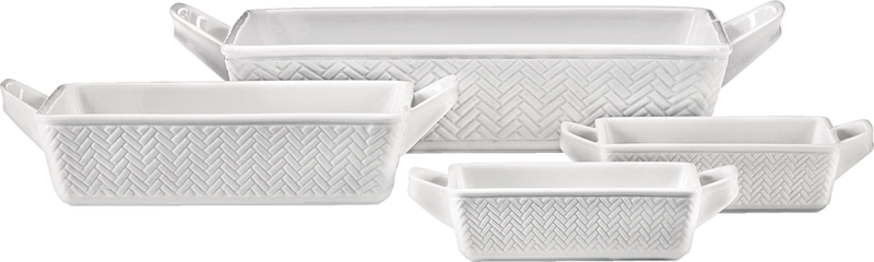 Stoneware Bakeware Set, White, Assorted Sizes, 4-pc M5M2
