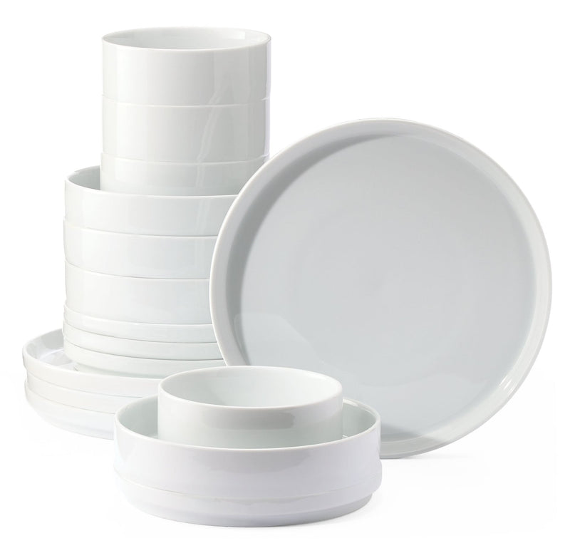 Tate Modern Edge Porcelain Dinnerware Set, Serves 4, 16-pc, White I8O1