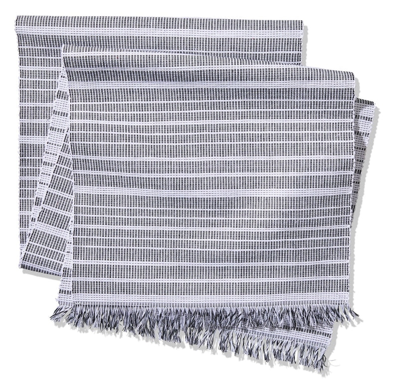 Two-Tone Ribbed Rectangular Cotton Table Runner, 84-in x 15-in R1T8