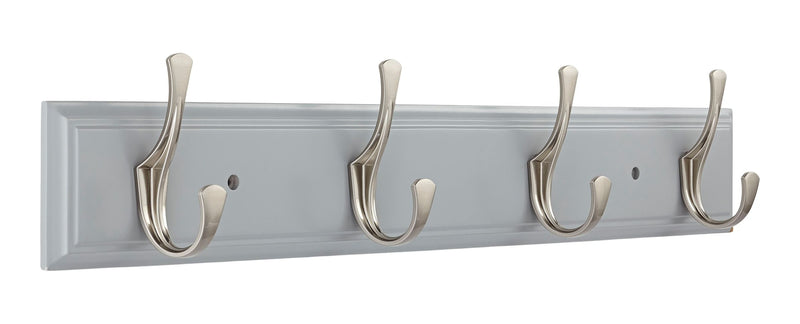 Voisin Stainless Steel 4-Hook Rail, Flint Grey, 27-in T0F9