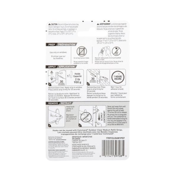 Outdoor Medium Window Hooks, No Surface Damage, 5 Hooks per Pack X6C4