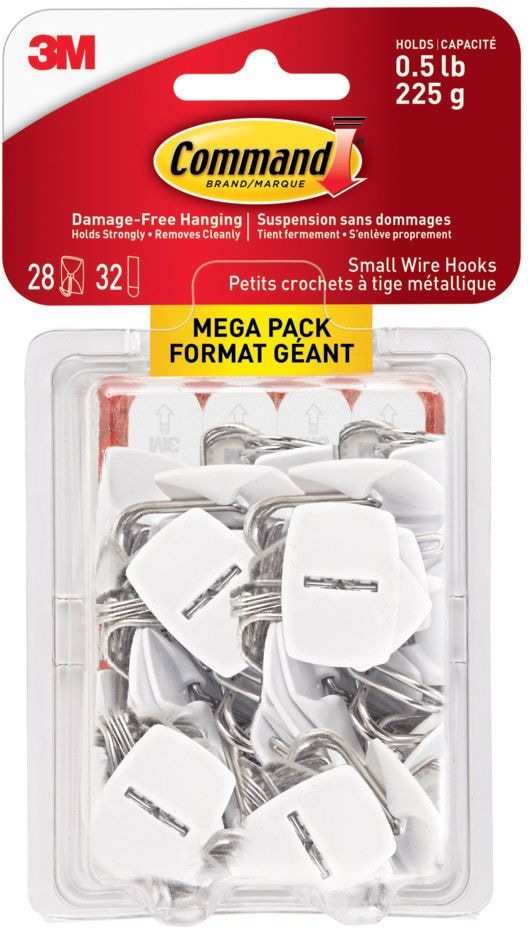 Small Utensils Wire Hooks Mega Pack with Adhesive Strips, White, 0.5-lbs, 28 Hooks/Pack O6E5 - product image 1