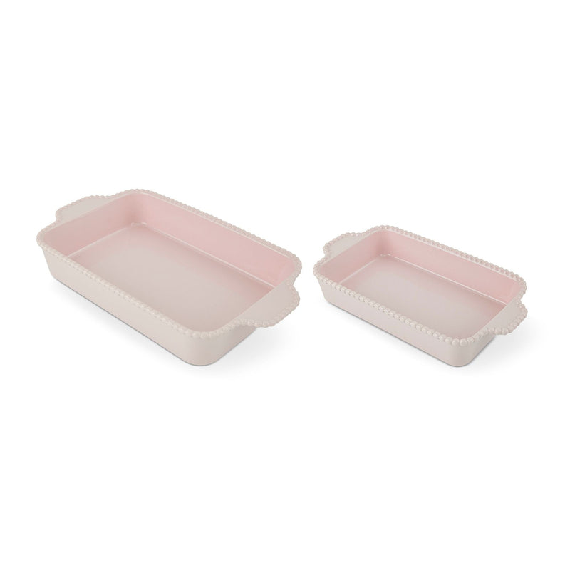Kitchen Nested Bead Rectangular Bake Dish Set, Pink, 2-pc Y7C2